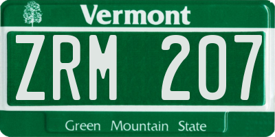 VT license plate ZRM207