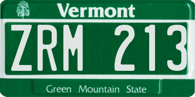 VT license plate ZRM213