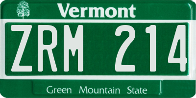 VT license plate ZRM214