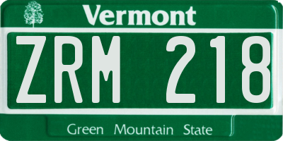 VT license plate ZRM218