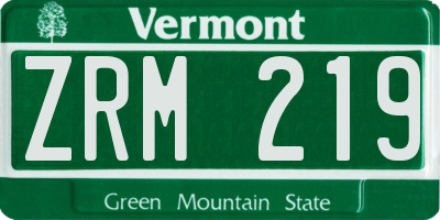VT license plate ZRM219