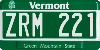 VT license plate ZRM221