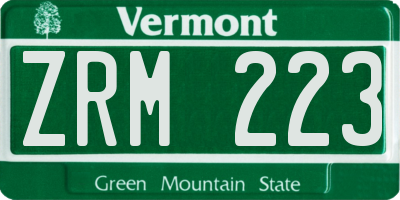 VT license plate ZRM223