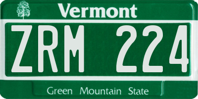 VT license plate ZRM224