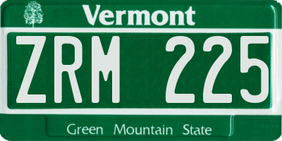 VT license plate ZRM225