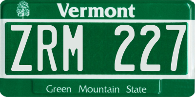 VT license plate ZRM227