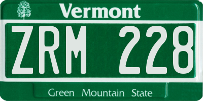 VT license plate ZRM228