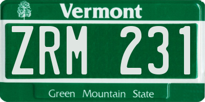 VT license plate ZRM231