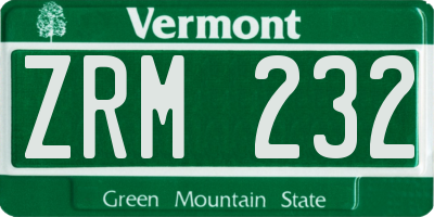 VT license plate ZRM232