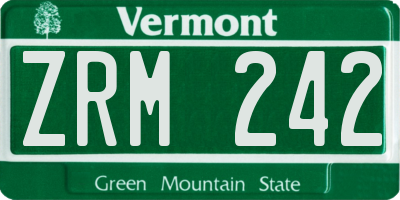 VT license plate ZRM242