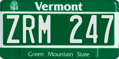 VT license plate ZRM247