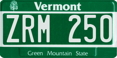 VT license plate ZRM250