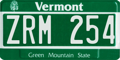 VT license plate ZRM254