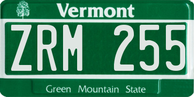 VT license plate ZRM255