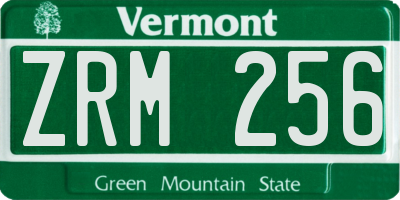 VT license plate ZRM256