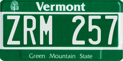 VT license plate ZRM257