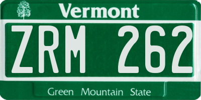 VT license plate ZRM262