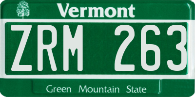 VT license plate ZRM263