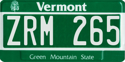 VT license plate ZRM265