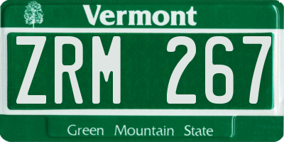 VT license plate ZRM267
