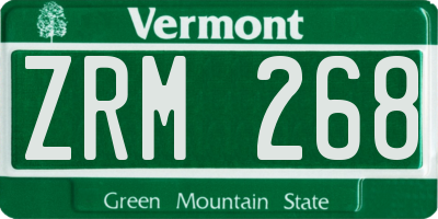 VT license plate ZRM268