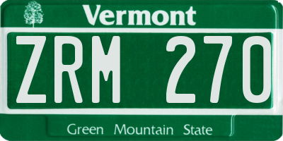VT license plate ZRM270