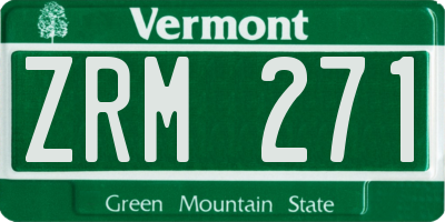VT license plate ZRM271