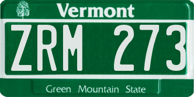 VT license plate ZRM273