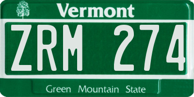 VT license plate ZRM274