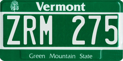 VT license plate ZRM275