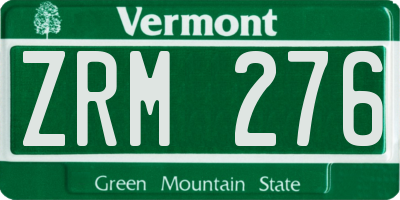 VT license plate ZRM276