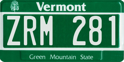 VT license plate ZRM281
