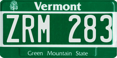 VT license plate ZRM283