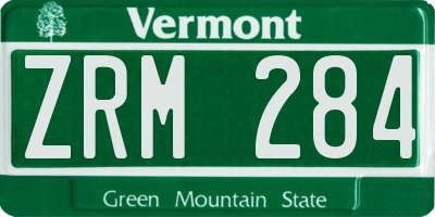 VT license plate ZRM284