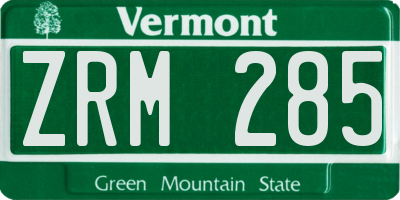 VT license plate ZRM285