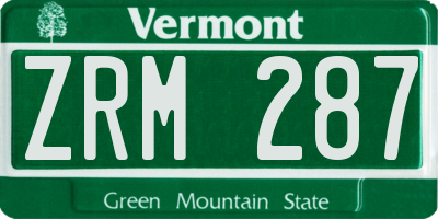 VT license plate ZRM287