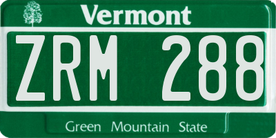 VT license plate ZRM288