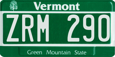 VT license plate ZRM290