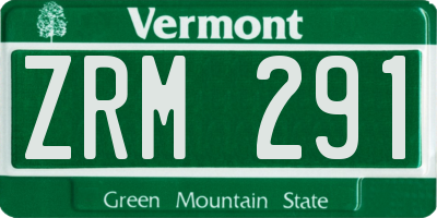 VT license plate ZRM291