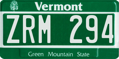 VT license plate ZRM294