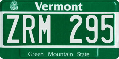VT license plate ZRM295