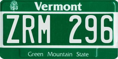 VT license plate ZRM296