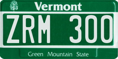 VT license plate ZRM300