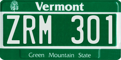 VT license plate ZRM301