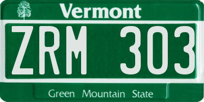 VT license plate ZRM303
