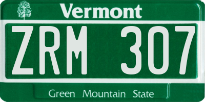 VT license plate ZRM307