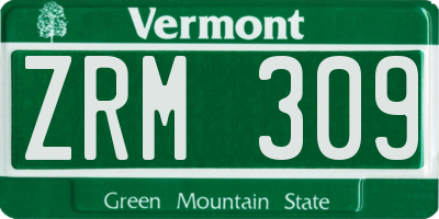 VT license plate ZRM309