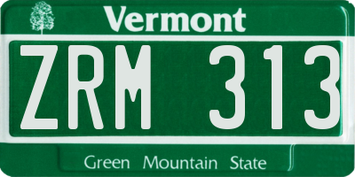 VT license plate ZRM313