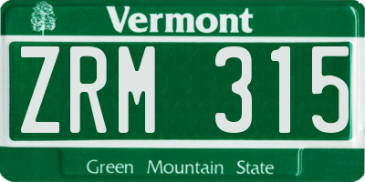 VT license plate ZRM315