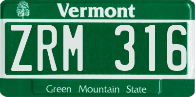 VT license plate ZRM316